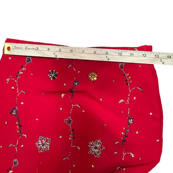 Embellished Red Indian Skirt and Top Sari Set Traditional Wedding Womens Size 30 - Picture 14 of 14